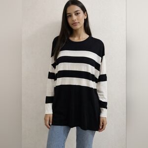 Planet Lauren G Striped Pima Tunic Sweater OS